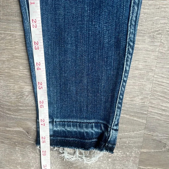 AYR The Riser Skinny Jeans High Rise Stretchy Denim Raw Hem Neon Jupiter - Picture 9 of 13